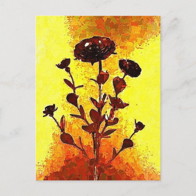 Yellow Impressionist Mediaeval Flower Art Postcard (Front)