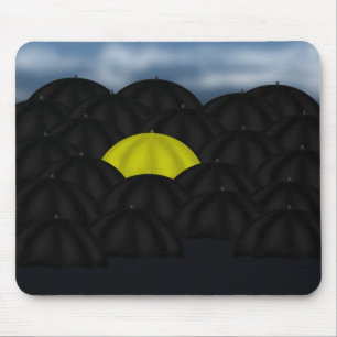 Yellow in a Black Sea of Umbrellas Mouse Mat