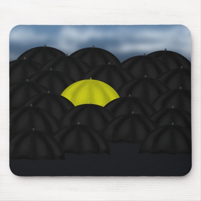 Yellow in a Black Sea of Umbrellas Mouse Mat (Front)