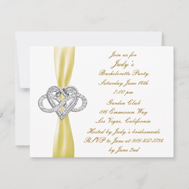 Yellow Infinity Heart Bachelorette Party Invite (Front)