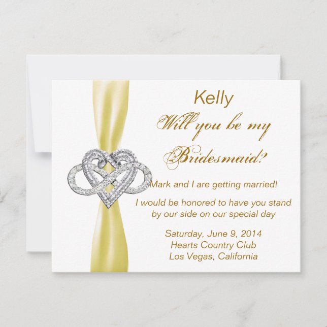 Yellow Infinity Heart Bridesmaid Card (Front)
