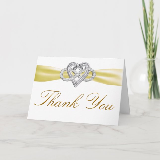 Yellow Infinity Heart Thank You Card (Front)