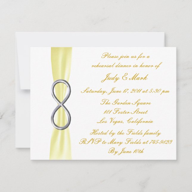Yellow Infinity Wedding Rehearsal Dinner Invite (Front)