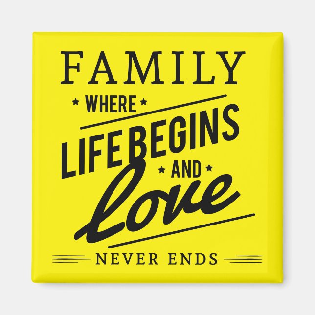 Yellow Inspirational Typography Family Quote Magnet (Front)