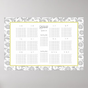 Yellow Iris and Grey Seating Chart Alphabetical