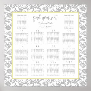 Yellow Iris and Grey Seating Chart Alphabetical