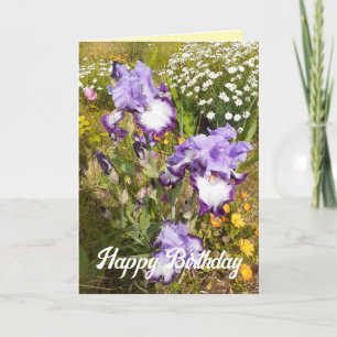Yellow Iris and Tabby Cat Flower Floral Card
