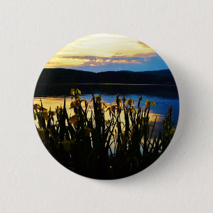 Yellow Iris at Lake Arrowhead shore 6 Cm Round Badge