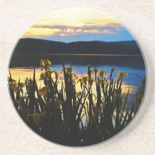 Yellow Iris at Lake Arrowhead shore Coaster