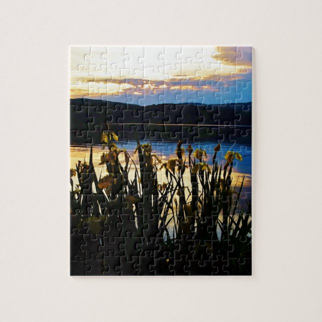 Yellow Iris at Lake Arrowhead shore Jigsaw Puzzle (Vertical)