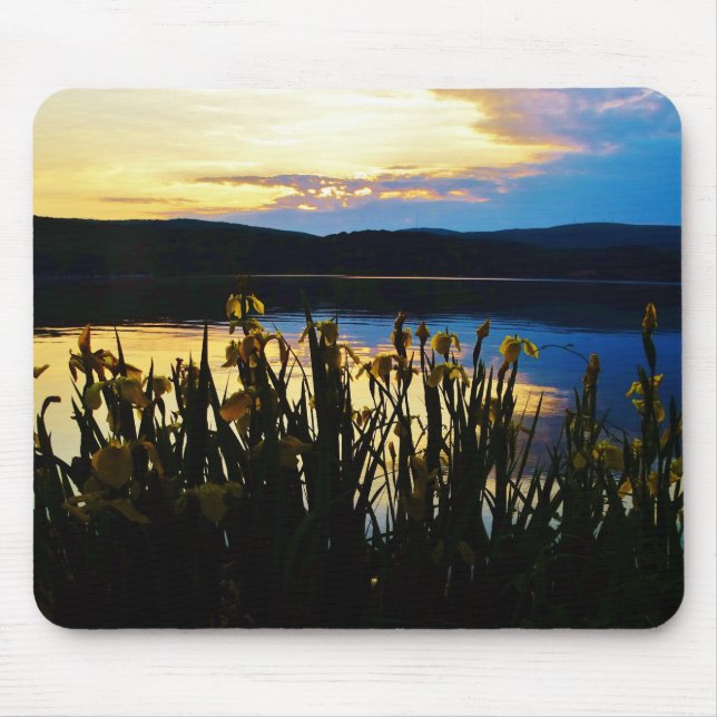 Yellow Iris at Lake Arrowhead shore Mouse Mat (Front)