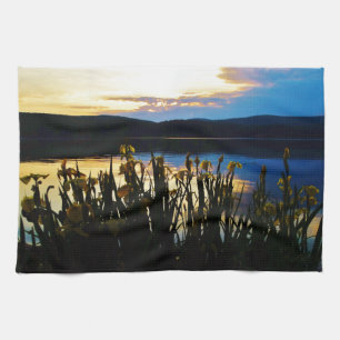 Yellow Iris at Lake Arrowhead shore Tea Towel