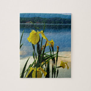 Yellow Iris at Lake Shore Jigsaw Puzzle