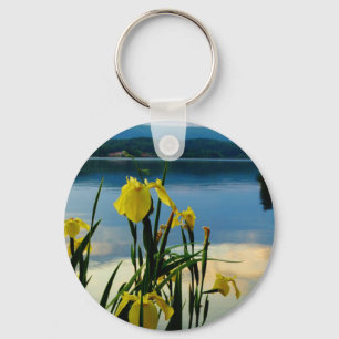 Yellow Iris at Lake Shore Key Ring
