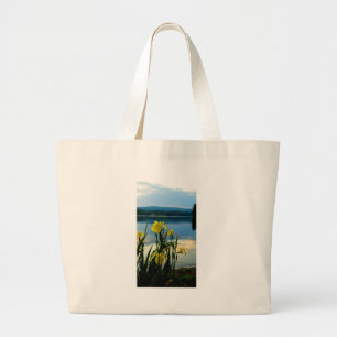 Yellow Iris at Lake Shore Large Tote Bag