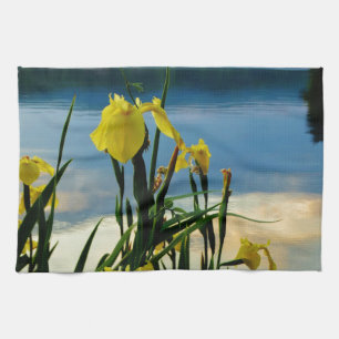 Yellow Iris at Lake Shore Tea Towel