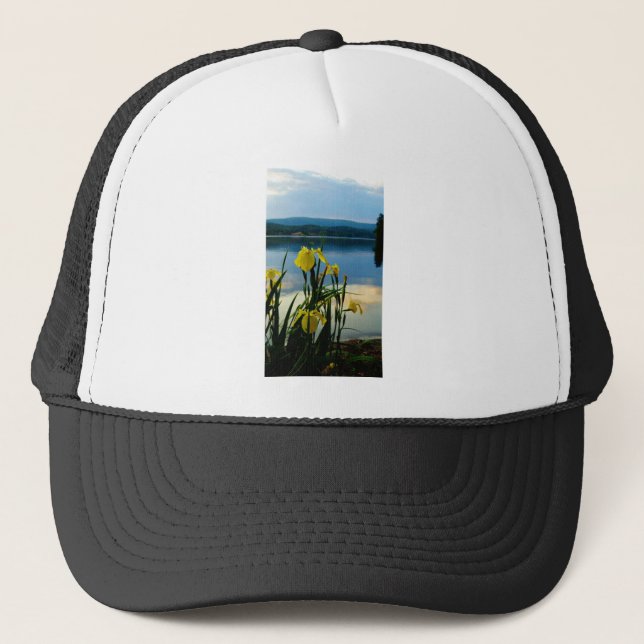 Yellow Iris at Lake Shore Trucker Hat (Front)