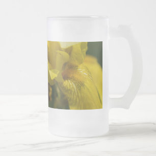 Yellow Iris Beard Frosted Glass Beer Mug