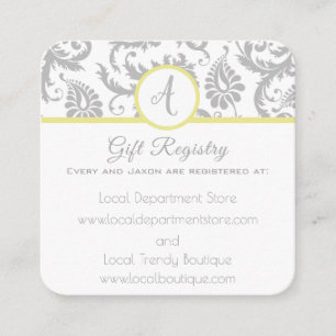 Yellow Iris Damask Wedding Gift Registry Card