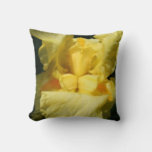 Yellow Iris Flower Close Up Cushion
