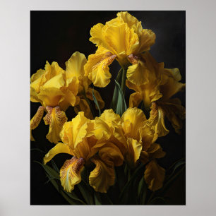 Yellow Iris Flowers Art Print Poster