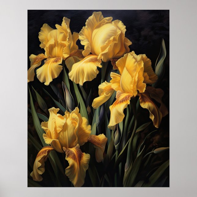 Yellow Iris Flowers Art Print Poster (Front)