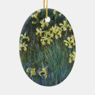 Yellow Irises by Claude Monet, Vintage Fine Art Ceramic Tree Decoration