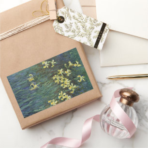 Yellow Irises by Claude Monet, Vintage Fine Art Rectangular Sticker