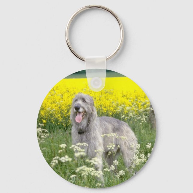 yellow Irish wolfhound flowers Key Ring (Front)