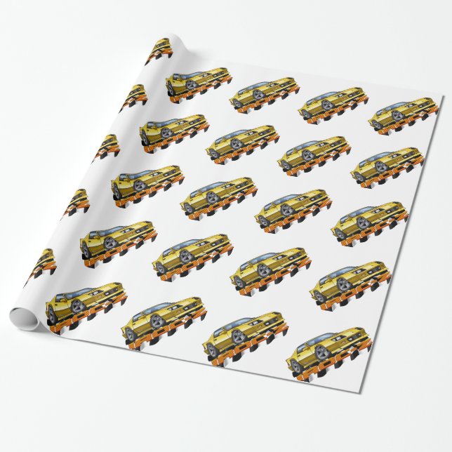 Yellow IROC Z Wrapping Paper (Unrolled)