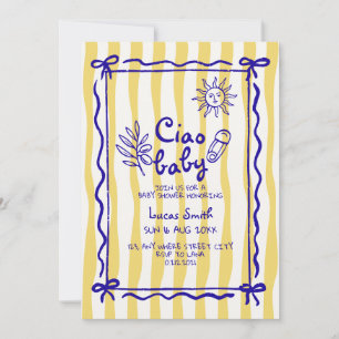 yellow italian doodle ciao baby shower invitations