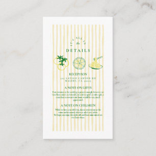 Yellow Italian Wedding Sketch Enclosure Card