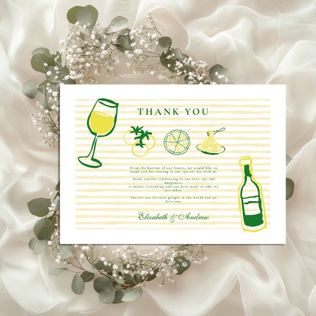 Yellow Italian Wedding Sketch Thank You Card (Creator Uploaded)