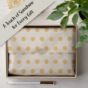 Yellow Ivory Cream Beige Polka Dots Tissue Paper