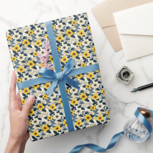 Yellow & Ivory Flowers on Ivory Wrapping Paper