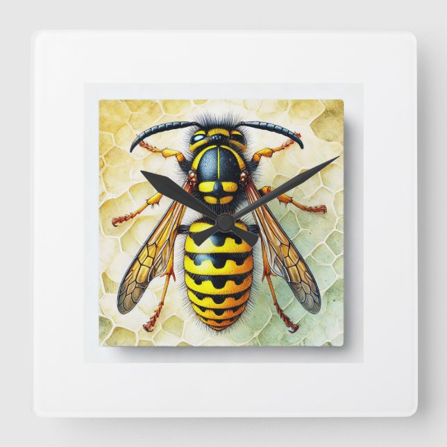 Yellow Jacket 210724IREF228 - Watercolor Square Wall Clock (Front)