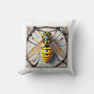 Yellow Jacket Wasp 080824IREF243 - Watercolor Cushion