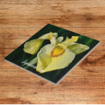 Yellow Japanese Iris Floral Tile<br><div class="desc">Ceramic tile that features the photo image of a yellow Japanese Iris bloom. A lovely,  floral design! Select your tile size. Makes a pretty kitchen trivet!</div>