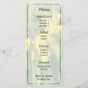 Yellow Japanese Irises Wedding Menu