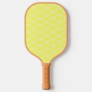 Yellow Japanese waves pattern Pickleball Paddle