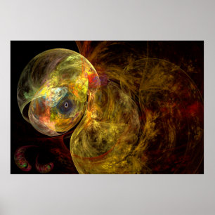 Yellow Jellyfish on the Hunt Fractal Art Poster