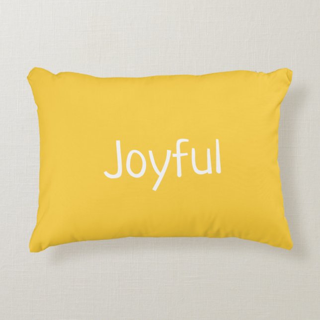 Yellow Joyful Affirmation Decorative Cushion (Front)