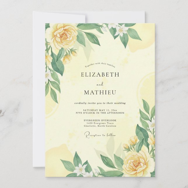 Yellow Jubilant Mediterranean Wedding Invitation (Front)