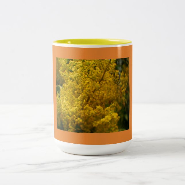 Yellow July Blooms Two-Tone Coffee Mug (Center)