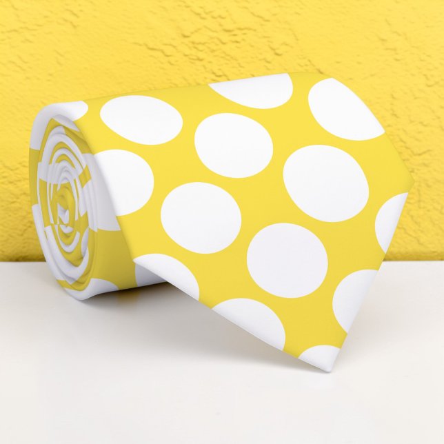 Yellow Jumbo Polka Dots Custom Necktie (Creator Uploaded)