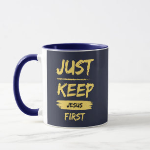 Yellow Just Keep Jesus First Mug