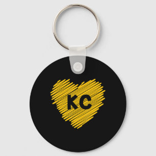 Yellow Kansas City Heart Lover Football KC Mens   Key Ring