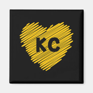 Yellow Kansas City Heart Lover Football KC Mens Magnet
