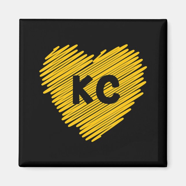 Yellow Kansas City Heart Lover Football KC Mens   Magnet (Front)