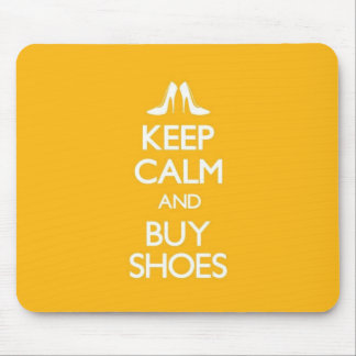 Yellow Keep Calm and Buy Shoes Mouse Mat